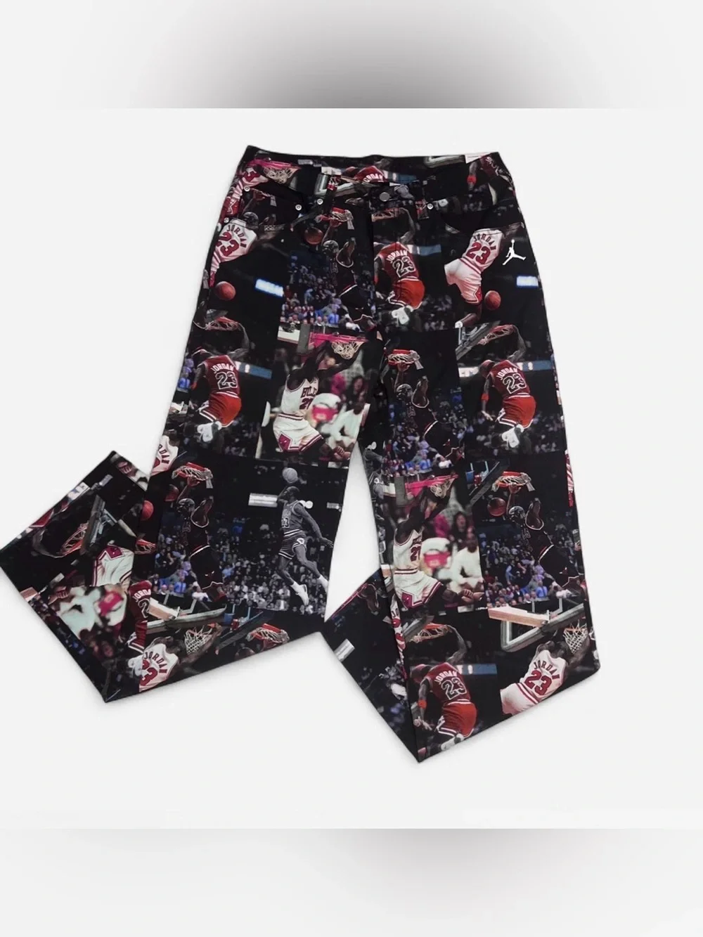 Jordan Kids Black and Red Basketball Photo-Print Jeans